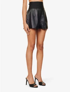 ALEXANDER WANG Safari High-rise Leather Shorts -Whistles Clothing Shop R04160710 BLACK ALT02