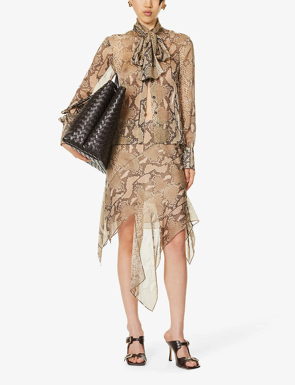STELLA MCCARTNEY Python Asymmetric-hem Silk Midi Skirt 2 STELLA MCCARTNEY Python Asymmetric-hem Silk Midi Skirt - Image 2