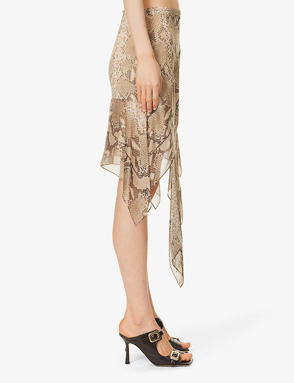 STELLA MCCARTNEY Python Asymmetric-hem Silk Midi Skirt 3 STELLA MCCARTNEY Python Asymmetric-hem Silk Midi Skirt - Image 3