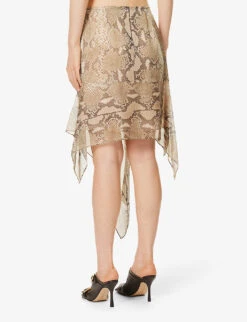 STELLA MCCARTNEY Python Asymmetric-hem Silk Midi Skirt 8 STELLA MCCARTNEY Python Asymmetric-hem Silk Midi Skirt -Whistles Clothing Shop R04160778 MULTICOLORBROWN ALT03