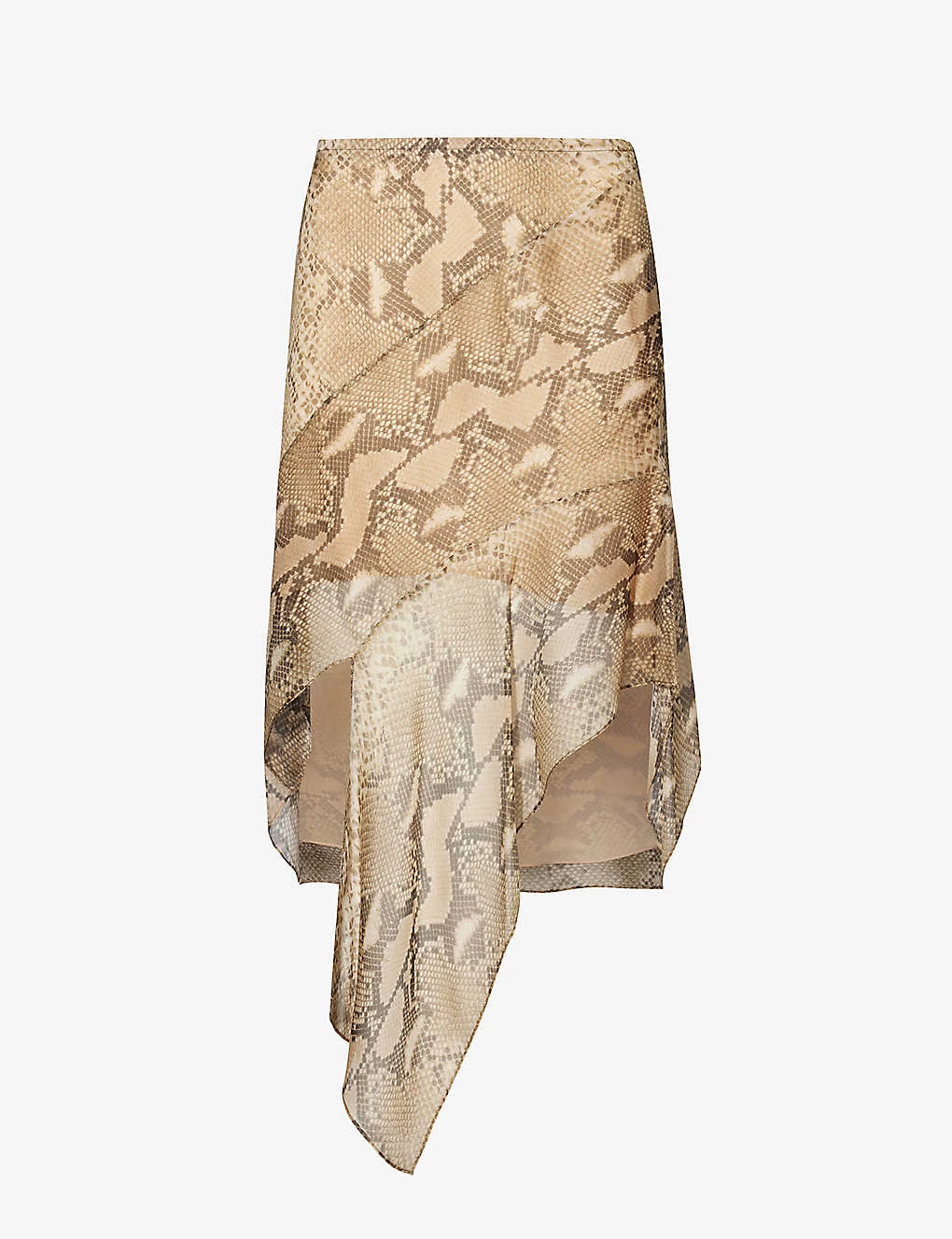 STELLA MCCARTNEY Python Asymmetric-hem Silk Midi Skirt 1 STELLA MCCARTNEY Python Asymmetric-hem Silk Midi Skirt