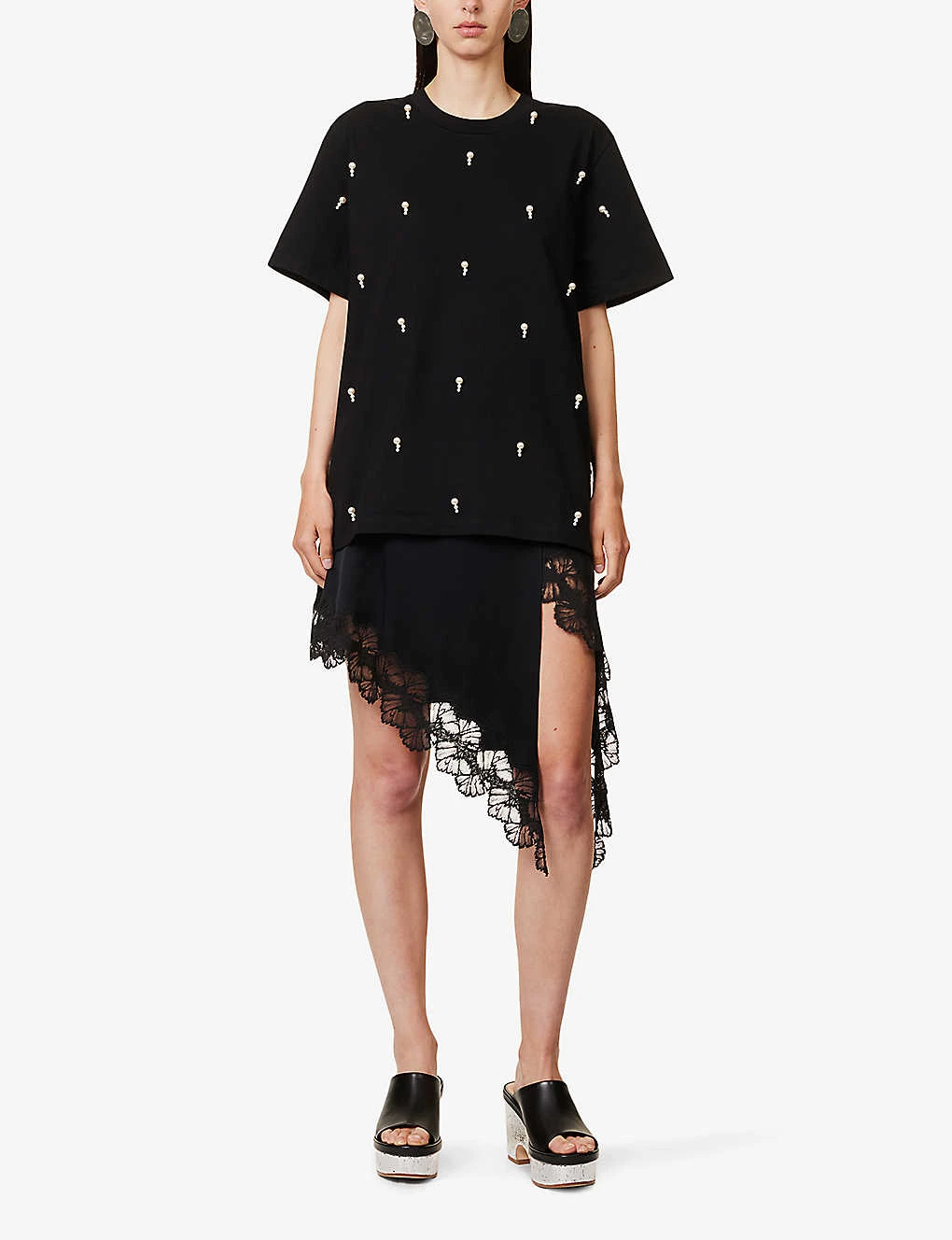 STELLA MCCARTNEY Pearl-embellished Ribbed-trim Cotton-jersey T-shirt 2 STELLA MCCARTNEY Pearl-embellished Ribbed-trim Cotton-jersey T-shirt - Image 2