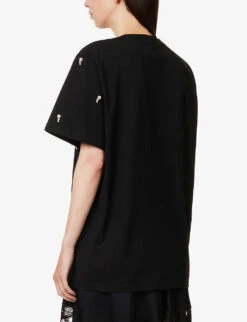 STELLA MCCARTNEY Pearl-embellished Ribbed-trim Cotton-jersey T-shirt 8 STELLA MCCARTNEY Pearl-embellished Ribbed-trim Cotton-jersey T-shirt -Whistles Clothing Shop R04160801 BLACK ALT03