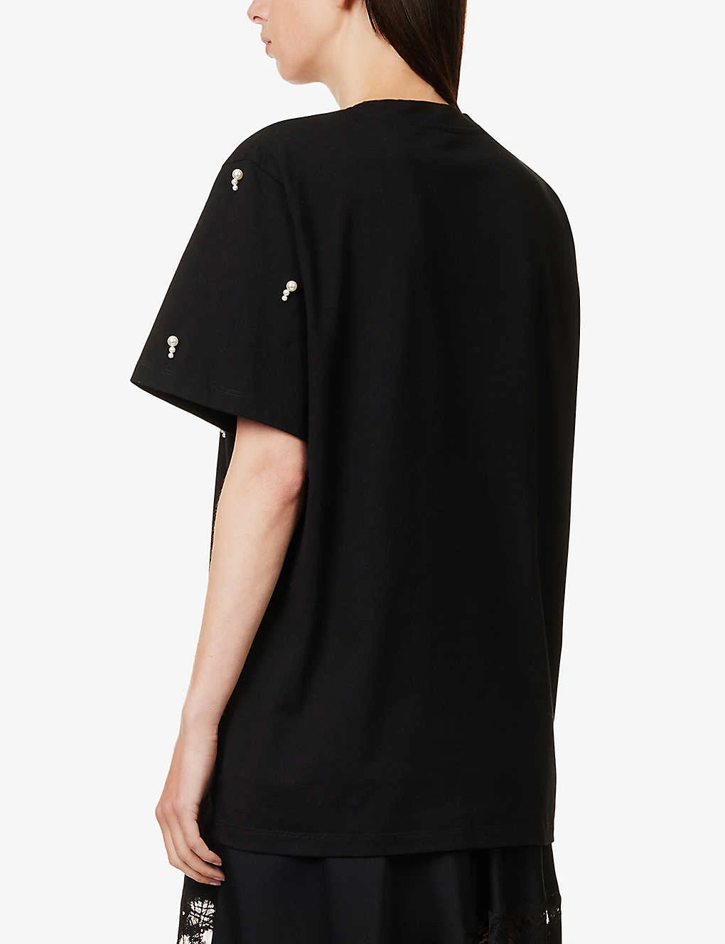 STELLA MCCARTNEY Pearl-embellished Ribbed-trim Cotton-jersey T-shirt 4 STELLA MCCARTNEY Pearl-embellished Ribbed-trim Cotton-jersey T-shirt - Image 4