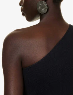 STELLA MCCARTNEY Asymmetric-neck Exposed-shoulder Knitted Jumpsuit -Whistles Clothing Shop R04160804 BLACK ALT05