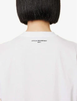 STELLA MCCARTNEY Star-embroidered Folded-hem Cotton-jersey T-shirt -Whistles Clothing Shop R04160808 PUREWHITE ALT05