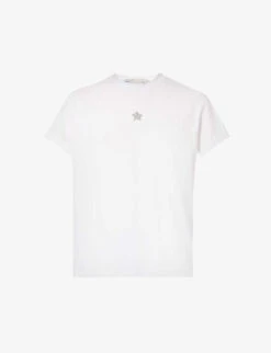 STELLA MCCARTNEY Star-embroidered Folded-hem Cotton-jersey T-shirt