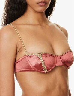 Expandable Woven-trim Bikini Top -Whistles Clothing Shop R04161521 CHERRY ALT04