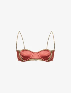 Expandable Woven-trim Bikini Top