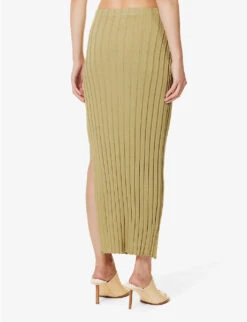 Auden Ribbed Knitted Maxi Skirt -Whistles Clothing Shop R04161607 OLIVE ALT03