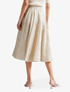 Ted Baker Alannas Paisley Jacquard-weave Woven Midi Skirt -Whistles Clothing Shop R04162197 NATURAL ALT02