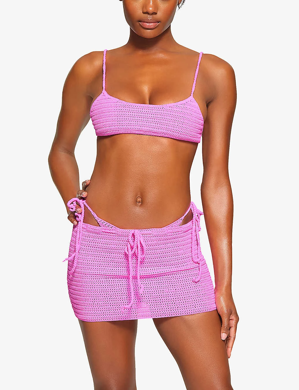 Low-rise Recycled Stretch-nylon Crochet Mini Skirt 2 Low-rise Recycled Stretch-nylon Crochet Mini Skirt - Image 2