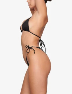 Dipped Tie-fastened Recycled Stretch-nylon Bikini Bottoms -Whistles Clothing Shop R04164372 ONYX ALT02