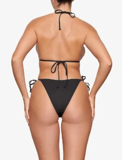 Dipped Tie-fastened Recycled Stretch-nylon Bikini Bottoms -Whistles Clothing Shop R04164372 ONYX ALT03