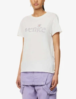 ERL Venice Floral-print Cotton-jersey T-shirt -Whistles Clothing Shop R04165346 WHITE ALT02