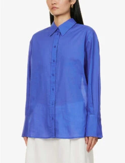 ME AND EM Oversized Dropped-shoulder Oversized-fit Cotton Shirt -Whistles Clothing Shop R04165543 ELECTRICBLUE ALT02