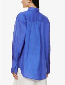 ME AND EM Oversized Dropped-shoulder Oversized-fit Cotton Shirt -Whistles Clothing Shop R04165543 ELECTRICBLUE ALT03