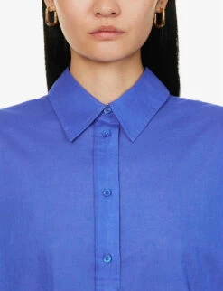 ME AND EM Oversized Dropped-shoulder Oversized-fit Cotton Shirt -Whistles Clothing Shop R04165543 ELECTRICBLUE ALT04