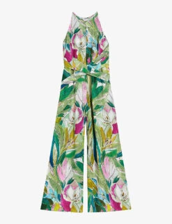 Ted Baker Floral-print Halterneck Woven Jumpsuit