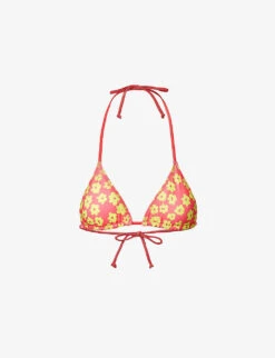 It's Now Cool Sancho Floral-print Recycled Polyester-blend Bikini Top