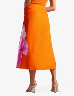 Ted Baker Bethhie Floral-print Woven Maxi Skirt -Whistles Clothing Shop R04166178 BRTORANGE ALT03