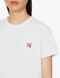 Fox-appliqué Regular-fit Cotton-jersey T-shirt -Whistles Clothing Shop R04166299 WHITE ALT04