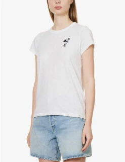 Rag & Bone Mushroom-embroidered Short-sleeved Organic-cotton T-shirt -Whistles Clothing Shop R04166649 WHITE ALT02