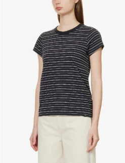 Rag & Bone Striped Short-sleeved Organic-cotton T-shirt 7 Rag & Bone Striped Short-sleeved Organic-cotton T-shirt -Whistles Clothing Shop R04166663 BLACKMULT ALT02