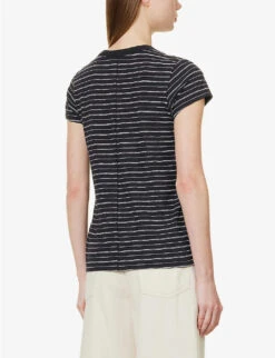 Rag & Bone Striped Short-sleeved Organic-cotton T-shirt 8 Rag & Bone Striped Short-sleeved Organic-cotton T-shirt -Whistles Clothing Shop R04166663 BLACKMULT ALT03