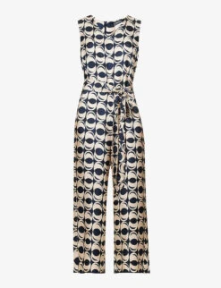 Platani Geometric-print Silk Jumpsuit
