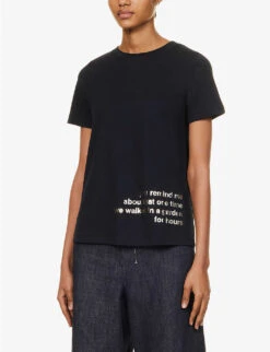 Aris Text-print Cotton-jersey T-shirt -Whistles Clothing Shop R04167372 ULTRAMARINE ALT02