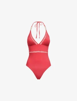 Reiss Ray Halter-neck Chain-embellished Swimsuit