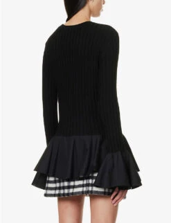 JW Anderson Ribbed Ruffle-trim Wool-knitted Top 9 JW Anderson Ribbed Ruffle-trim Wool-knitted Top -Whistles Clothing Shop R04170861 BLACK ALT03