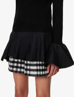 JW Anderson Ribbed Ruffle-trim Wool-knitted Top 11 JW Anderson Ribbed Ruffle-trim Wool-knitted Top -Whistles Clothing Shop R04170861 BLACK ALT05