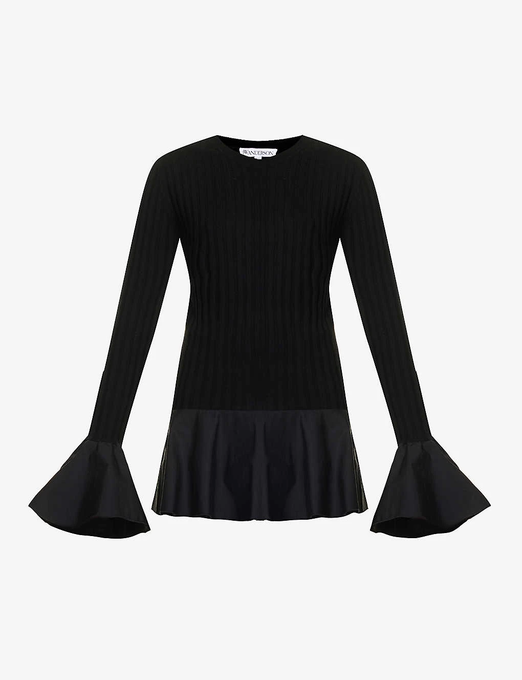 JW Anderson Ribbed Ruffle-trim Wool-knitted Top 1 JW Anderson Ribbed Ruffle-trim Wool-knitted Top