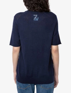 Zadig & Voltaire Ida Printed-logo Cashmere Jumper -Whistles Clothing Shop R04171157 ENCRE ALT03
