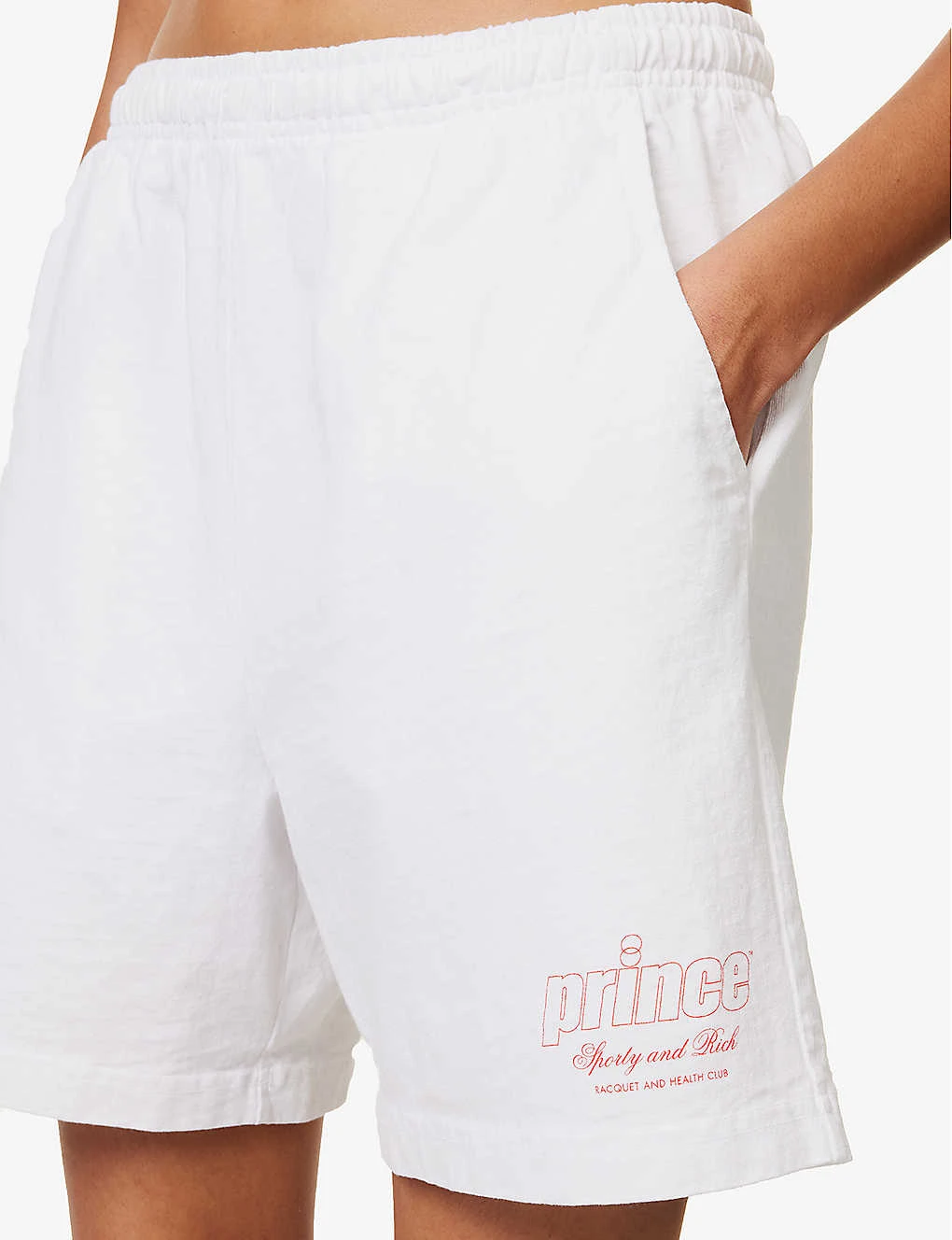 Sporty & Rich X Prince Brand-print Cotton-jersey Shorts 5 Sporty & Rich X Prince Brand-print Cotton-jersey Shorts - Image 5