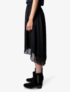 Zadig & Voltaire Christy Lace-trim Silk Camisole Top -Whistles Clothing Shop R04174112 NOIR ALT02