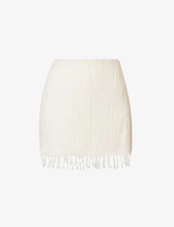 Exclusive Rena Tassel-hem Organic-cotton Mini Skirt