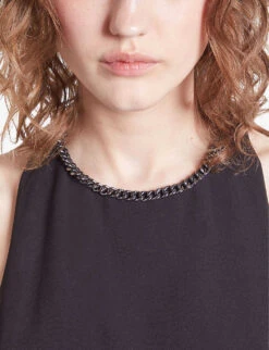 THE KOOPLES Chain-embellished Halter-neck Stretch-woven Jumpsuit -Whistles Clothing Shop R04174574 BLACK ALT04