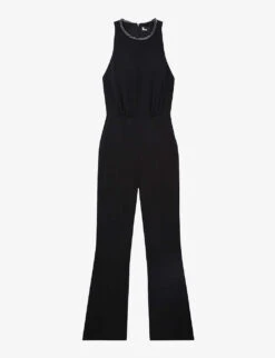 THE KOOPLES Chain-embellished Halter-neck Stretch-woven Jumpsuit