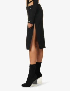 Mire Carabiner-clip Woven Midi Skirt -Whistles Clothing Shop R04174803 BLACK ALT02