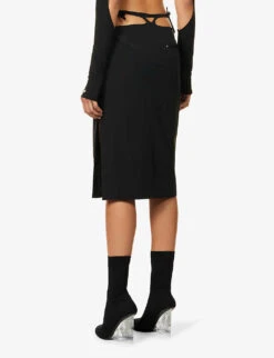 Mire Carabiner-clip Woven Midi Skirt -Whistles Clothing Shop R04174803 BLACK ALT03