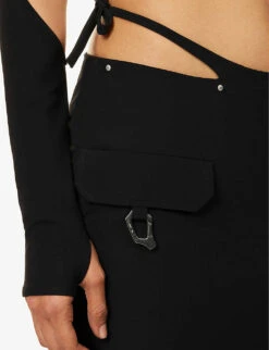 Mire Carabiner-clip Woven Midi Skirt -Whistles Clothing Shop R04174803 BLACK ALT04