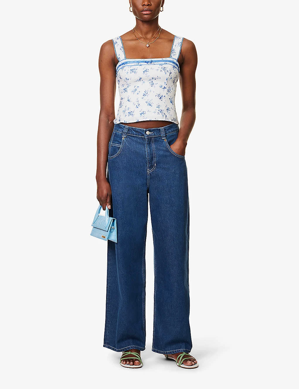 Eloise Floral-print Cropped Slim-fit Linen Top 2 Eloise Floral-print Cropped Slim-fit Linen Top - Image 2