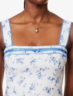 Eloise Floral-print Cropped Slim-fit Linen Top 9 Eloise Floral-print Cropped Slim-fit Linen Top -Whistles Clothing Shop R04179546 ORLAYA ALT04