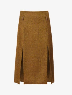 Victoria Beckham Split-front A-line Wool Midi Skirt