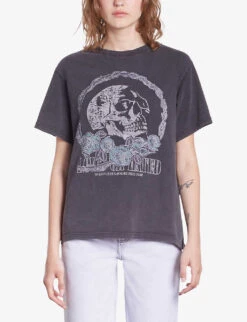 THE KOOPLES Vintage Skull-serigraphy Cotton T-shirt -Whistles Clothing Shop R04180576 BLACKWASHED ALT02