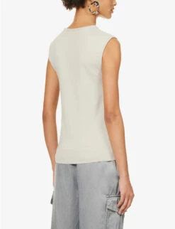 Dries Van Noten Ribbed Round-neck Wool Knitted Vest -Whistles Clothing Shop R04180738 ECRU ALT03