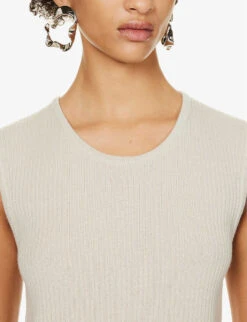 Dries Van Noten Ribbed Round-neck Wool Knitted Vest -Whistles Clothing Shop R04180738 ECRU ALT04